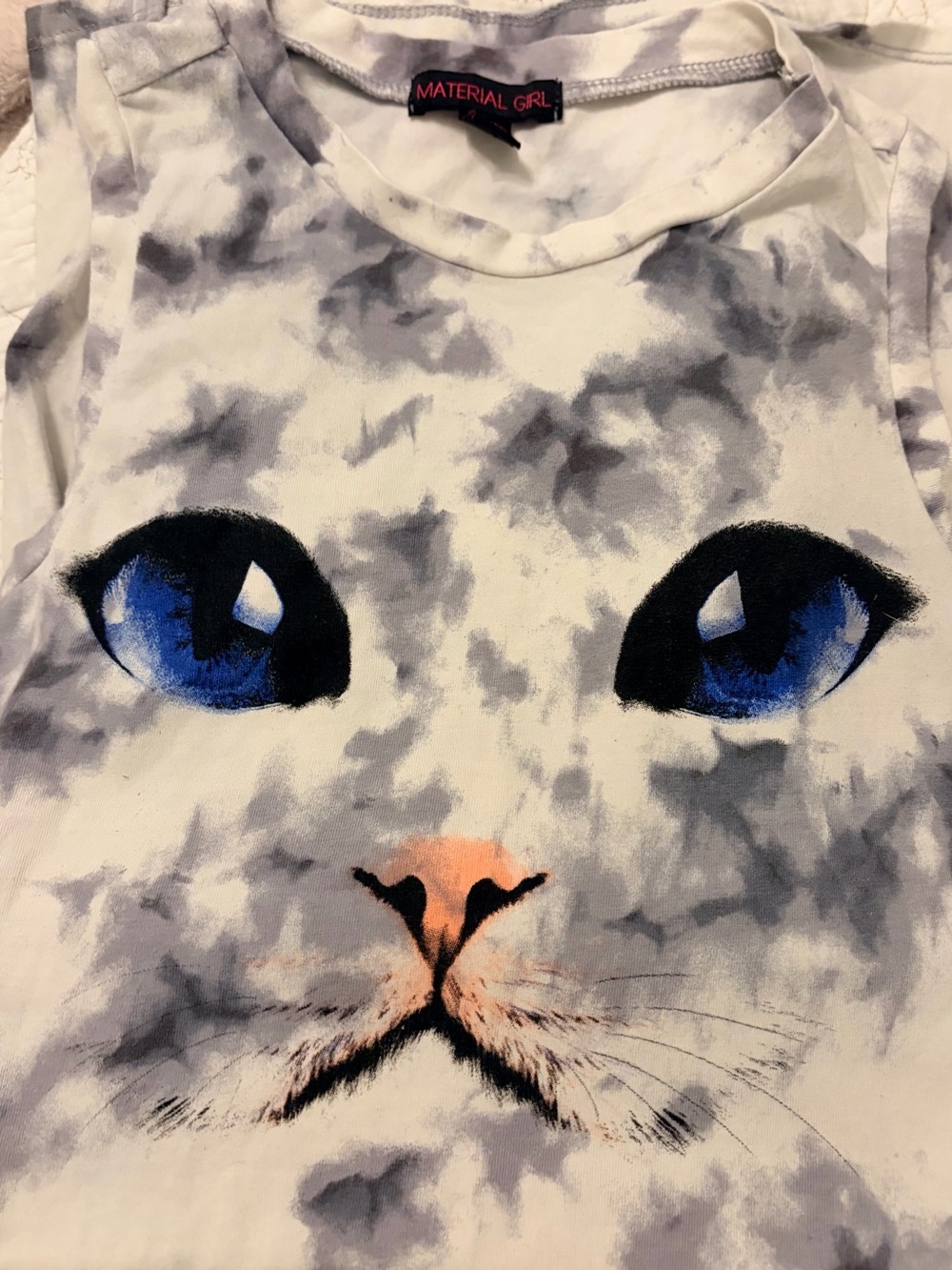 Material Girl Cat Face Body Con Dress- Blue Eye Print XS